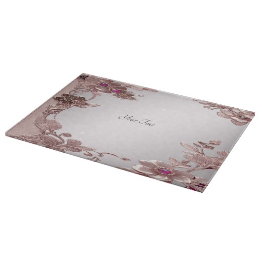 Pink-Verzierte Blumenzuschnitt Schneidebrett (Ecke)