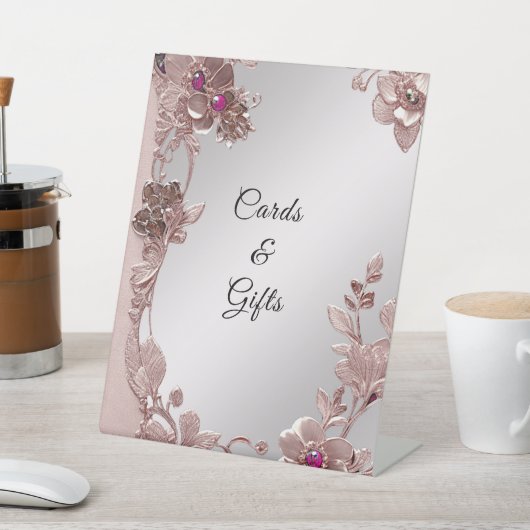 Pink Verzierte Floral Tablettenschilder Sockelschild (In SItu)