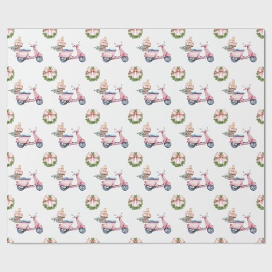 Pink Vespa Weihnachts Shopping Geschenkpapier (Flach)