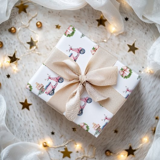 Pink Vespa Weihnachts Shopping Geschenkpapier