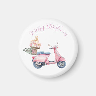 Pink Vespa Weihnachts Shopping Magnet