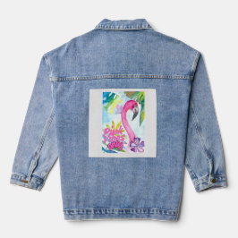 Pink Vibes Only – Pink Flamingo Jeansjacke