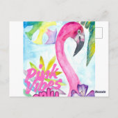 Pink Vibes Only – Pink Flamingo Postkarte (Rückseite)