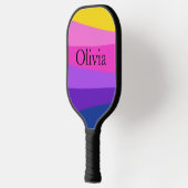 Pink Vibranding Modern Design Individuelle Name Pickleball Schläger (Links)
