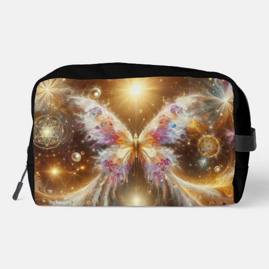 Pink Vibrant Celestial Butterfly Waschbeutel (Rückseite)