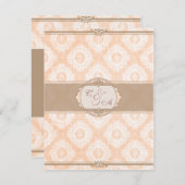 Pink Victoria Damask Empfang-Karte Begleitkarte (Vorne/Hinten)