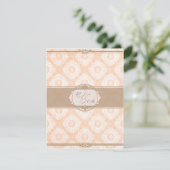 Pink Victoria Damask Empfang-Karte Begleitkarte (Stehend Vorderseite)