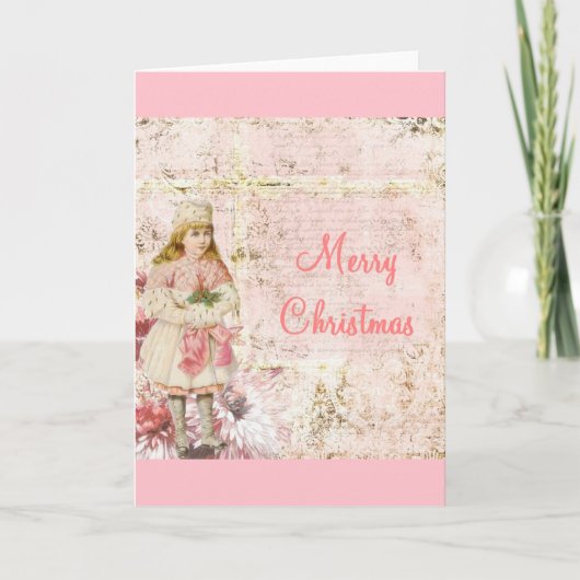 pink Victorian Christmas card Feiertagskarte (Vorderseite)