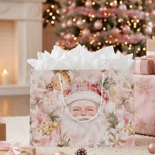 Pink Victorian Santa Claus Christmas Holiday Große Geschenktüte