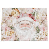 Pink Victorian Santa Claus Christmas Holiday Große Geschenktüte (Vorderseite)
