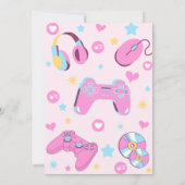 Pink Video Gamer Girl Birthday Einladung (Rückseite)