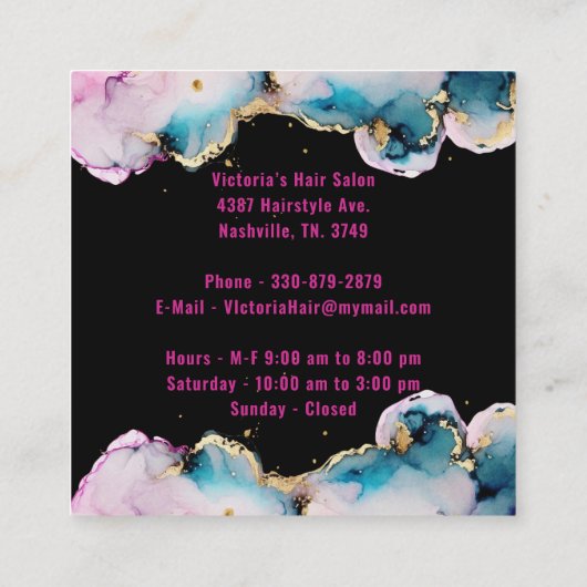 Pink Vielen Dank Abstrakt Black Elegante Business Quadratische Visitenkarte (Rückseite)