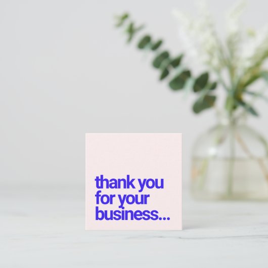 Pink Vielen Dank für Ihren Business Discount Coupo Quadratische Visitenkarte (Stehend Vorderseite)