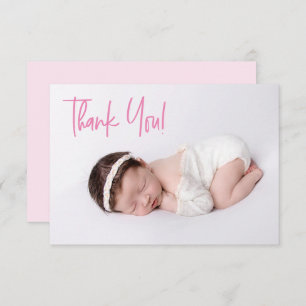 Pink Vielen Dank Script Baby Girl Foto Dusche Karte