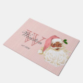 Pink Viktorianisch Black Santa Claus Monogram Door Fußmatte (Schrägansicht)