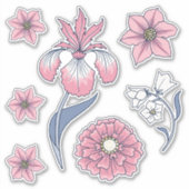 Pink Viktorianisch Floral Art Sticker Pack (Vorderseite)