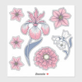 Pink Viktorianisch Floral Art Sticker Pack (Blatt)