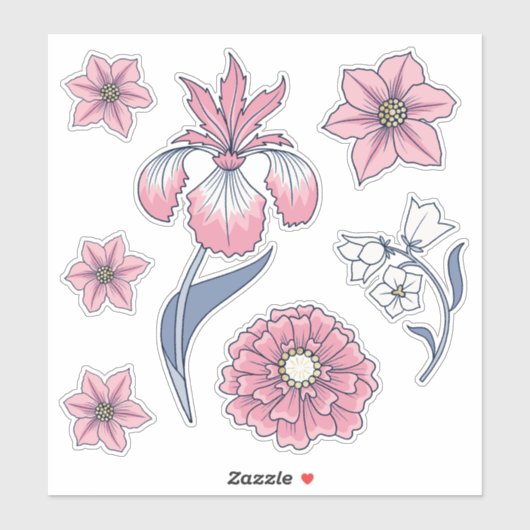 Pink Viktorianisch Floral Art Sticker Pack (Blatt)