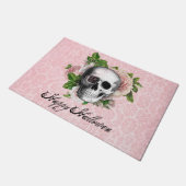 Pink Viktorianisch Gothic Skull Halloween Fußmatte (Schrägansicht)