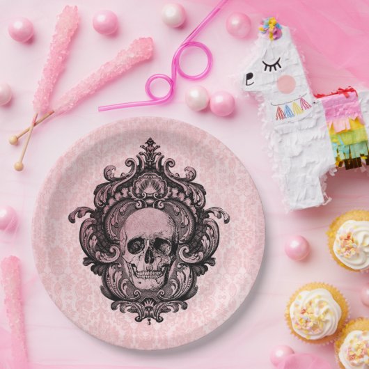 Pink Viktorianisch Gothic Skull Halloween Pappteller (Party)