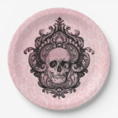 Pink Viktorianisch Gothic Skull Halloween Pappteller (Vorderseite)