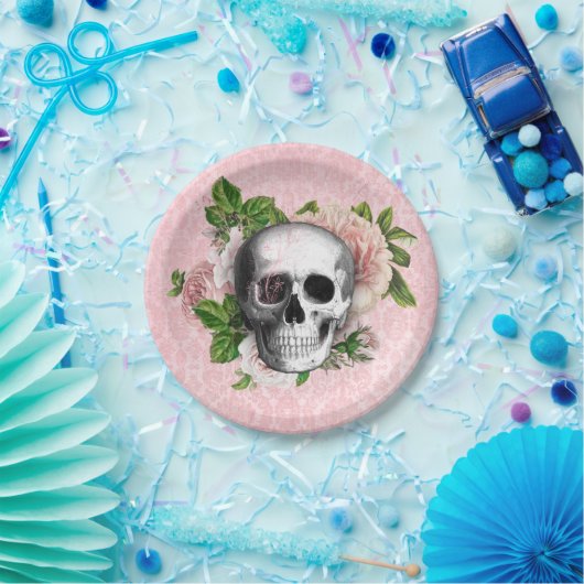 Pink Viktorianisch Gothic Skull Halloween Pappteller (Party)