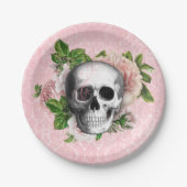 Pink Viktorianisch Gothic Skull Halloween Pappteller (Vorderseite)
