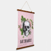 Pink Viktorianisch Gothic Skull Halloween Vorsicht Wandteppich Mit Holzrahmen (Gewinkelt)