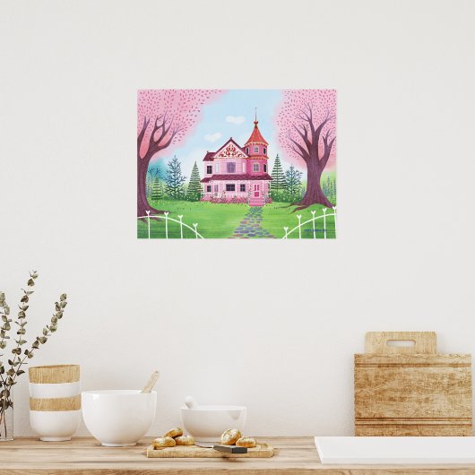 Pink Viktorianisch House & Cherry Blossom Poster (Küche)