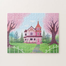 Pink Viktorianisch House & Cherry Blossom Puzzle