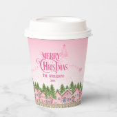 Pink Village Frohe Weihnachts-Party Papier Cup Pappbecher (Vorderseite)