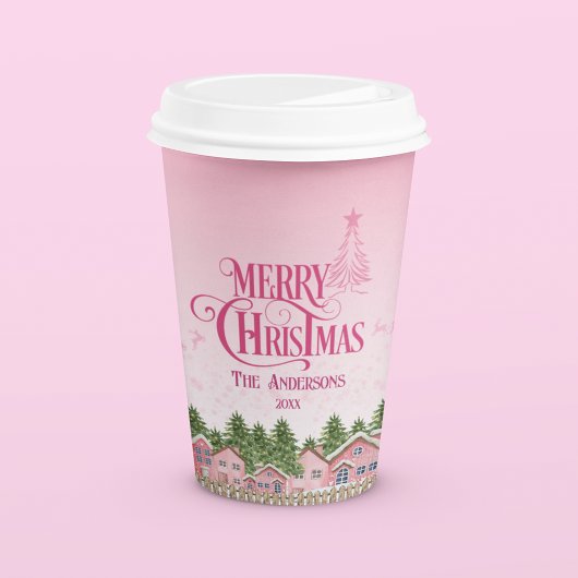 Pink Village Frohe Weihnachts-Party Papier Cup Pappbecher