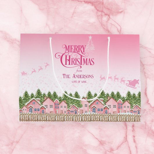 Pink Village Frohe Weihnachtsschneefeste Geschenkt Große Geschenktüte