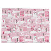 Pink Village Snowy Christmas  Große Geschenktüte (Rückseite)