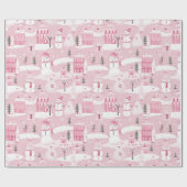 Pink Village Snowy Weihnachten Geschenkpapier (Flach)