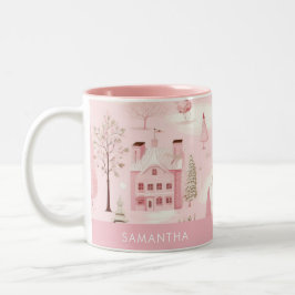 Pink Village Winter Weihnachten Tasse