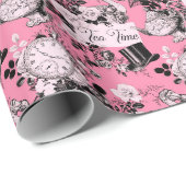 Pink Vintag Alice Teatime Geschenkpapier (Rolleneckpunkt)