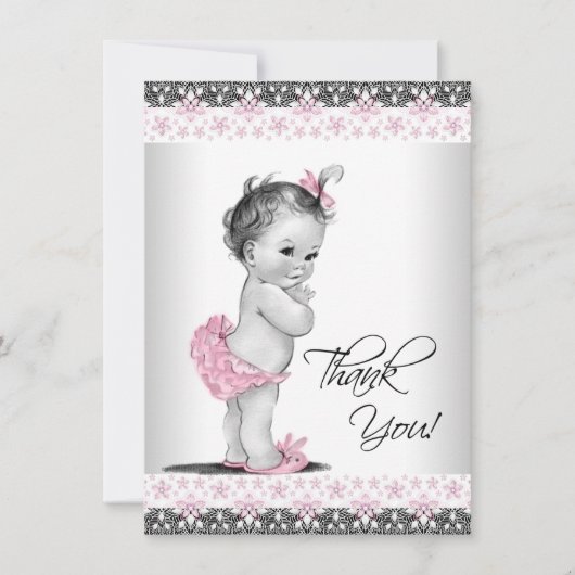 Pink Vintag Baby Girl Danke (Vorderseite)
