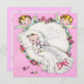 Pink Vintag Baby Girl Dusche Einladung (Vorne/Hinten)