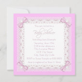 Pink Vintag Baby Girl Dusche Einladung (Rückseite)