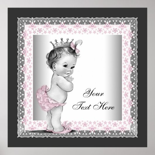Pink Vintag Baby Girl Princess Poster (Vorne)