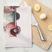 Pink Vintag Bauer Truck Geschirrtuch (Viertel Falte)