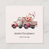Pink Vintag Bauer Truck Quadratische Visitenkarte (Vorderseite)