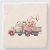 Pink Vintag Bauer Truck Steinuntersetzer (Vorderseite)