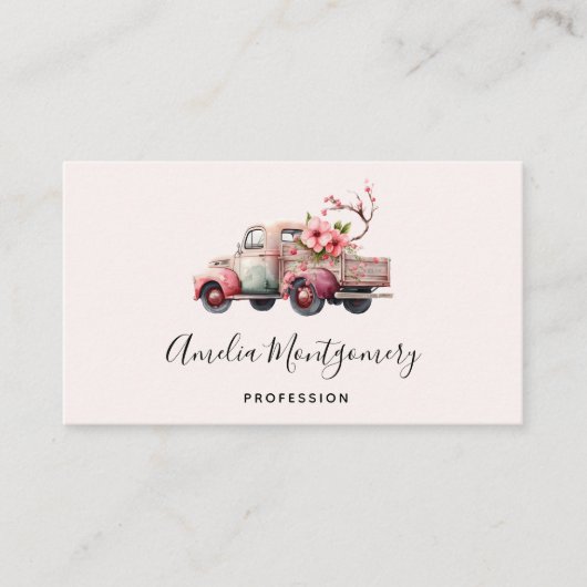 Pink Vintag Bauer Truck Visitenkarte (Vorderseite)