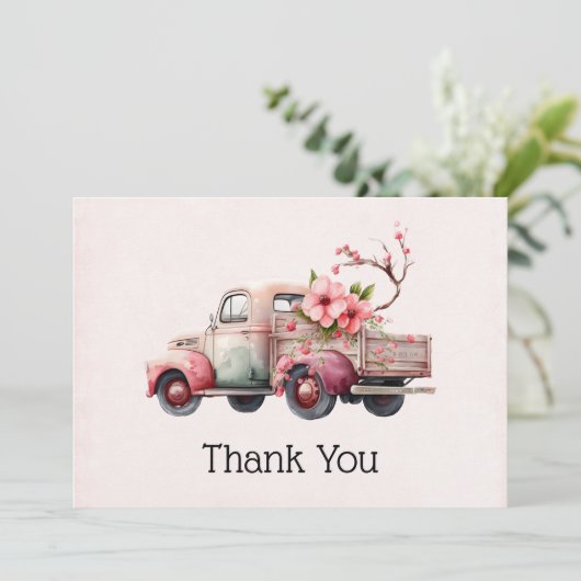 Pink Vintag Bauern LKW Danke (Stehend Vorderseite)