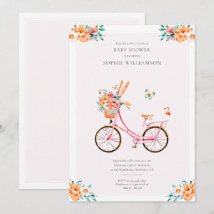Pink Vintag Bicycle Baby Dusche Einladung