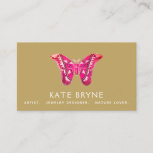 Pink Vintag Butterfly Business Card Visitenkarte