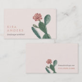 Pink Vintag Cactus Business Cards Visitenkarte (Vorne/Hinten)