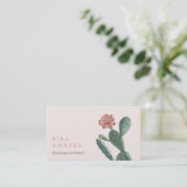 Pink Vintag Cactus Business Cards Visitenkarte (Stehend Vorderseite)